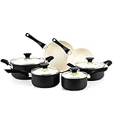 Cook N Home Pots And Pans Set Nonstick, 10 Piece Ceramic Cookware Sets, Kitchen Non Stick Cooking...