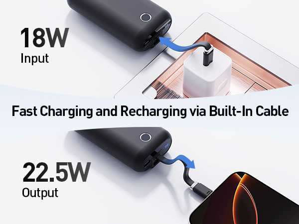 Fast Charging and Recharging via Built-In Cable