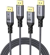 DisplayPort Cable 6.6ft 2-Pack, DP 2.1 Cables 16K@60Hz, 8K@120Hz, 4K@240Hz 165Hz 144Hz, Display P...
