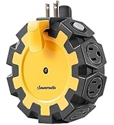 DEWENWILS Heavy Duty 8 Outlet Power Hub with Swivel Safety Covers, Outdoor Extension Cord Adapter...