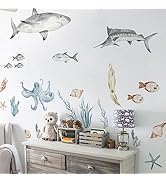 QUCHENG Ocean Wall Decals Marine Animal Boys Bedroom Large Stickers Removable Whale Decor Nursery...