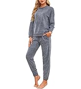 HEARTNICE Womens Pajamas Set Lightweight Fleece Outfit Soft Lounge Pjs Cozy Sleepwear with Jogger...