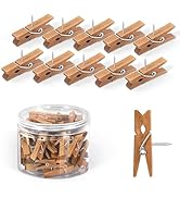 GOOLADA Wooden Push Pins with Clips 50pcs Brown Push Pins for Bulletin Board Cute Cork Board Pins...