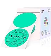 PARLAIM Round Thermal Labels 3 Inch Aqua, 500PCS Circle Direct Thermal Sticker Compatible with Ro...