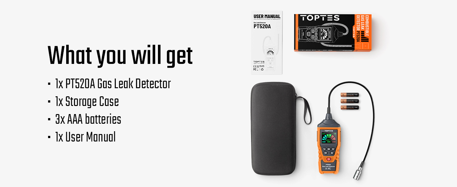 TOPTES PT520A Gas Leak Detector Natural Gas Detector