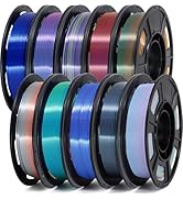 YOUSU 3D Printer Filament 1.75MM Silk PLA Filament Rainbow Color, 10 * 250g Pack Filament Bundle ...