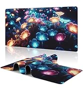 Glowing Flowers Large Mouse Pad Floral Desk Mat for Desktop, Women Girls Flowers Desk Pad, Comput...
