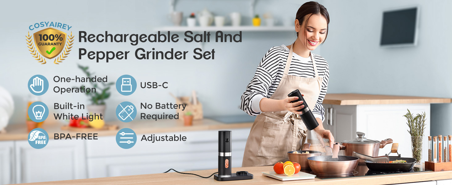Electric Salt and Pepper Grinder Set