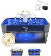 Veken Award-Winning Small Pet-Friendly Cat Water Fountain with Quiet Pump, Easy to Clean &amp; Assemb...