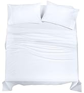ROYALE LINENS 100% Organic Cotton Queen Sheet Set - Percale Weave - 4 Pieces Set - 1 Flat, 1 Deep...