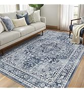 Jainmy Blue Gray 5x7 Area Rugs for Living Room, Transitional Distressed Washable Non Slip Bedroom...