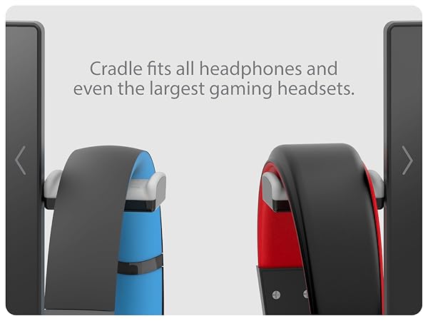 The cradle fits all headphones and headsets.