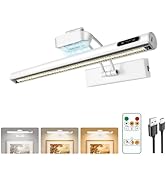 Magnetic Cordless Picture Light with Remote/Touch Control &amp; Timer, 3CCT Dimmable, Angle Adjustabl...