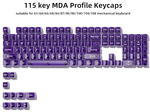 Purple clear keycaps ceramic caps style