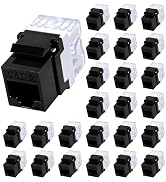 NataLink RJ45 Cat6 Keystone Jacks 25-Pack, Ethernet Keystone Jack, 180 Degree Punch-Down Cat 6 Ke...