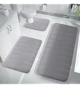 Yimobra Memory Foam Bath Mat Set, Bathroom Rugs for 3 Pieces, Toilet Mats, Soft Comfortable, Wate...