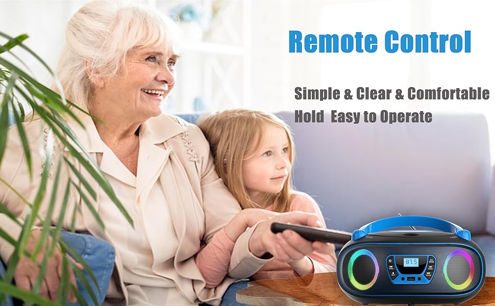 remote cd player boombox with radio bluetooth
