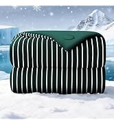 bedsmile Pinstripe Cooling Comforter Queen Size, Q-Max 0.45 Reversible Striped Cooling Blanket fo...