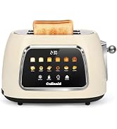 Culinaid Smart Touch Screen 2 Slice Toaster, Retro 1.5'' Extra Wide Slot Stainless Steel Digital ...