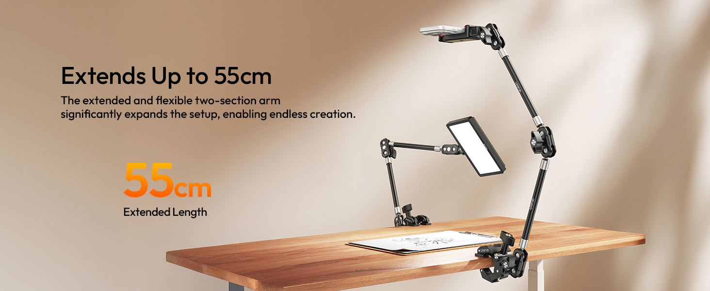 ULANZI 22&amp;#39;&amp;#39; CO78 Magic Arm Clamp, Camera Mount Articulating Friction Arm w Super Clamp