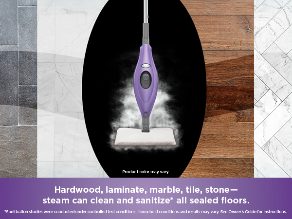 Hardwood, laminate, marble, tile, stone—steam can clean and sanitize* all sealed floors.