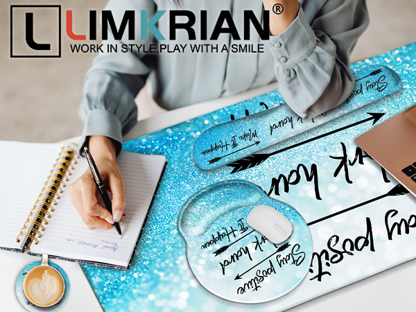 Stay Positive Desk Mat Skull Mouse Pad Set