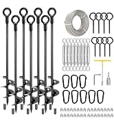 hannger 8 Pcs 30" Ground Anchors Heavy Duty Shed Anchor Kit with 3/16 Galvanized Cable &amp; Turnbuck...