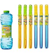 6 Premium 4oz Big Bubble Wands and Bubble Fun 33.8fl oz(1000mL) Bubble Solution