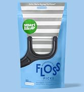 4 Bags of Natural Dental Floss Picks, Charcoal Infused and thin thread
