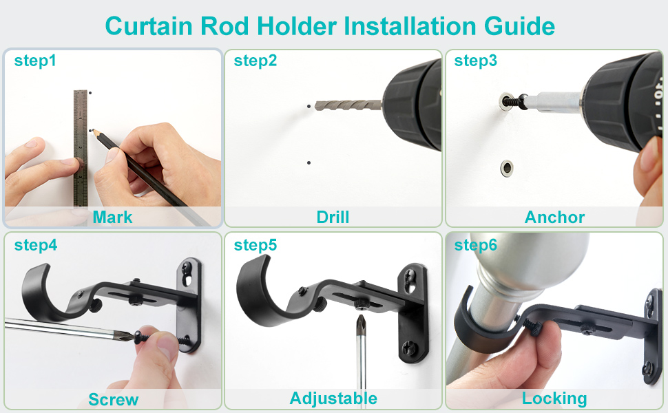 Curtain rod bracket, curtain rods holders, drapery curtain rod hooks brackets 1 inch curtain rods