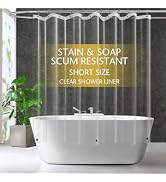 ZEMAHOME Short Size PEVA Plastic Shower Curtain Liner Premium Light Weight 72" x 66" Clear Bathro...