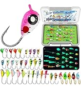 Dovesun Ice Fishing Jigs Kit Glow in The Dark Fishing Gear Lures 35 Pcs Ice Jig Head with Tackle ...