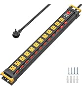 12 Outlet Long Heavy Duty Power Strip with Individual Switches,3300J Surge Protector Metal Power ...