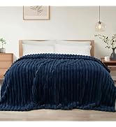 Exclusivo Mezcla King Size Flannel Fleece Blanket, Super Soft Striped Jacquard Bed Blanket, Light...