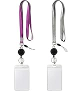 YOUOWO 2 Pack Lanyards with ID Badge Holders Lanyard Retractable Badge Reel with Clips Office Nec...