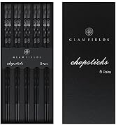 5 Pairs Japanese Fiberglass Chopsticks, GLAMFIELDS Reusable Chop sticks Dishwasher Safe, Non-slip...