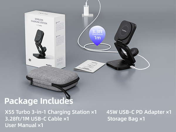  3 in 1 wireless charging station for iphone and watch