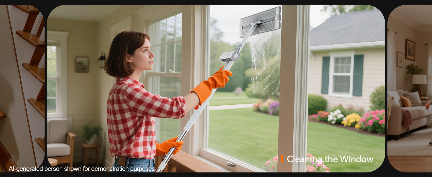cleaning the window wall mop self wringing flat mop
