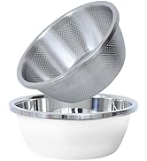 304 Stainless Steel Microporous Colander, 2-Qt Large Capacity with Mixing Bowl For washing vegeta...