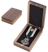 AHANDMAKER Single Medal Display Storage Box Wood Coin Display Case with Velvet Inside Natural Wal...