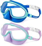 Vvinca Swim Goggles with Nose Cover, 2 Pack Wide View Diving Mask Anti-Fog UV No Leak Toddlers Sw...