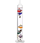 Lily's Home 11 inch Glass Galileo Thermometer with 5 Multi Colored Balls with Gold Tags from 64ºF...