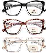 PUBOWT Bifocal Reading Glasses Women Cat Eye Oversized Blue Light Blocking Computer Readers Desig...