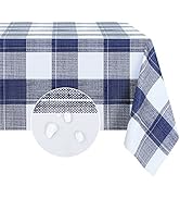 Romanstile Rectangle Plastic Tablecloth, 100% Waterproof Oil-Proof Checkered PVC Table Cloths, He...