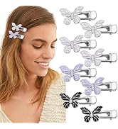8 Pcs Butterfly Hair Clips Y2K Cute Hair Barrettes Silver Metal Alligator Duckbill Clips Small Ba...