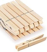 Large Clothes Pins Wooden Clothespins, 4 Inch 12 Pack Heavy Duty Outdoor Pegs, Clothing Hanging