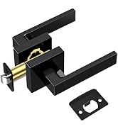 TICONN Black Door Handle Heavy Duty, Matte Black Door Knob Reversible Square Door Lever for Bedro...