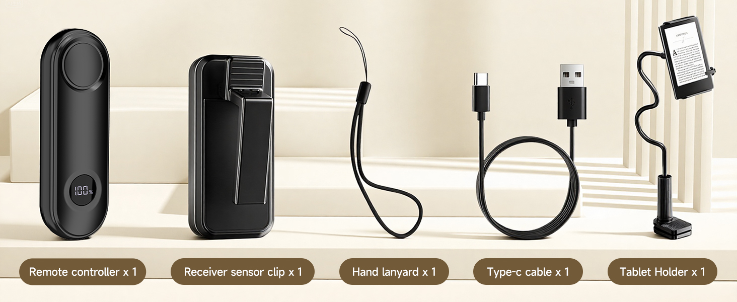 Collection of black electronic accessories including charging cable, power adapter, and various connectors arranged horizontally.