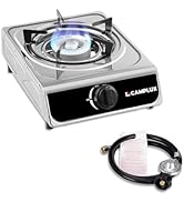 Camplux Single Burner Propane Stove 9,800 BTU, Stainless Steel Portable Gas Stoves