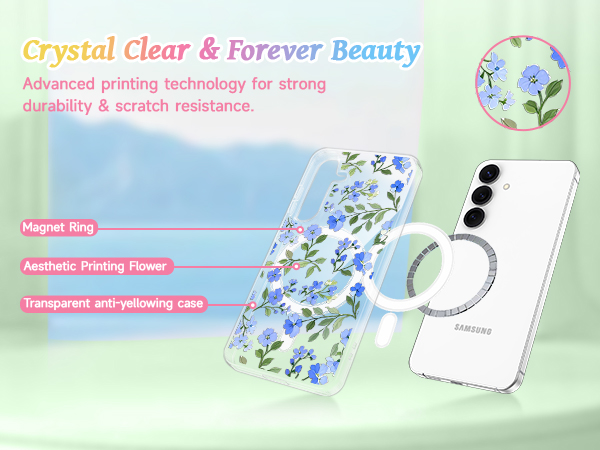 4(6)-anti yellowing clear material flower aesthetic magnetic phone case